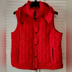 Marc New York Puffer Vest Jacket Womens Size 1X Removal Full Face Hood Very Red